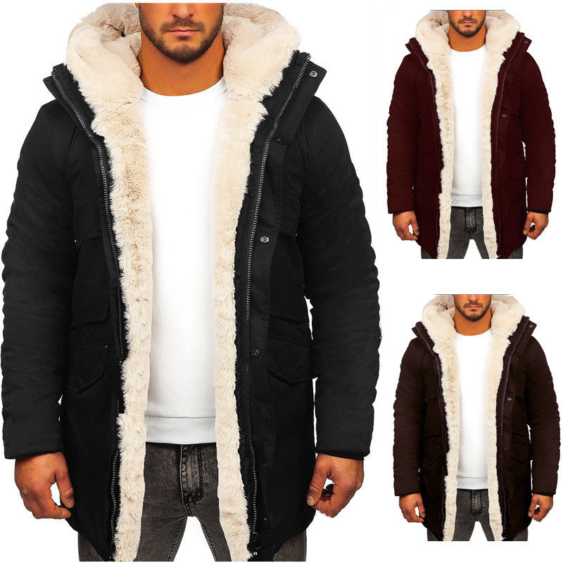Fur Integrated Hooded Jacket Thick Warm Jacket Faux Fur Cotton-padded Coat - Image 3