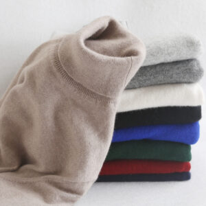 Men's Turtleneck Sweater Pullover Solid Warm Wool Knit