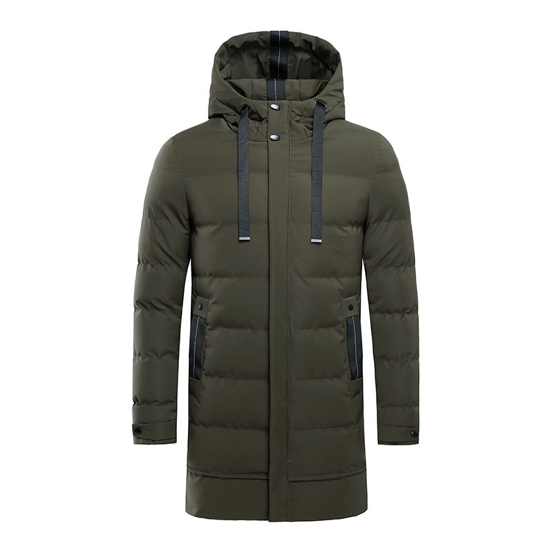 Winter New Men's Hooded Mid-length Down Cotton-padded Jacket - Image 9
