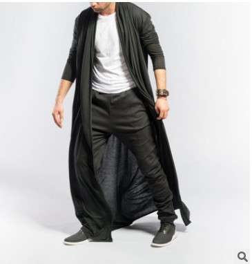 Slim Long Trench Coat Casual Fashion Solid Color Men'S Top - Image 2