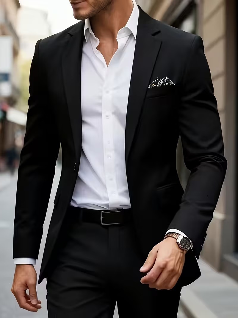 European-size Youth Business-Casual Color-Block Suit - Image 9