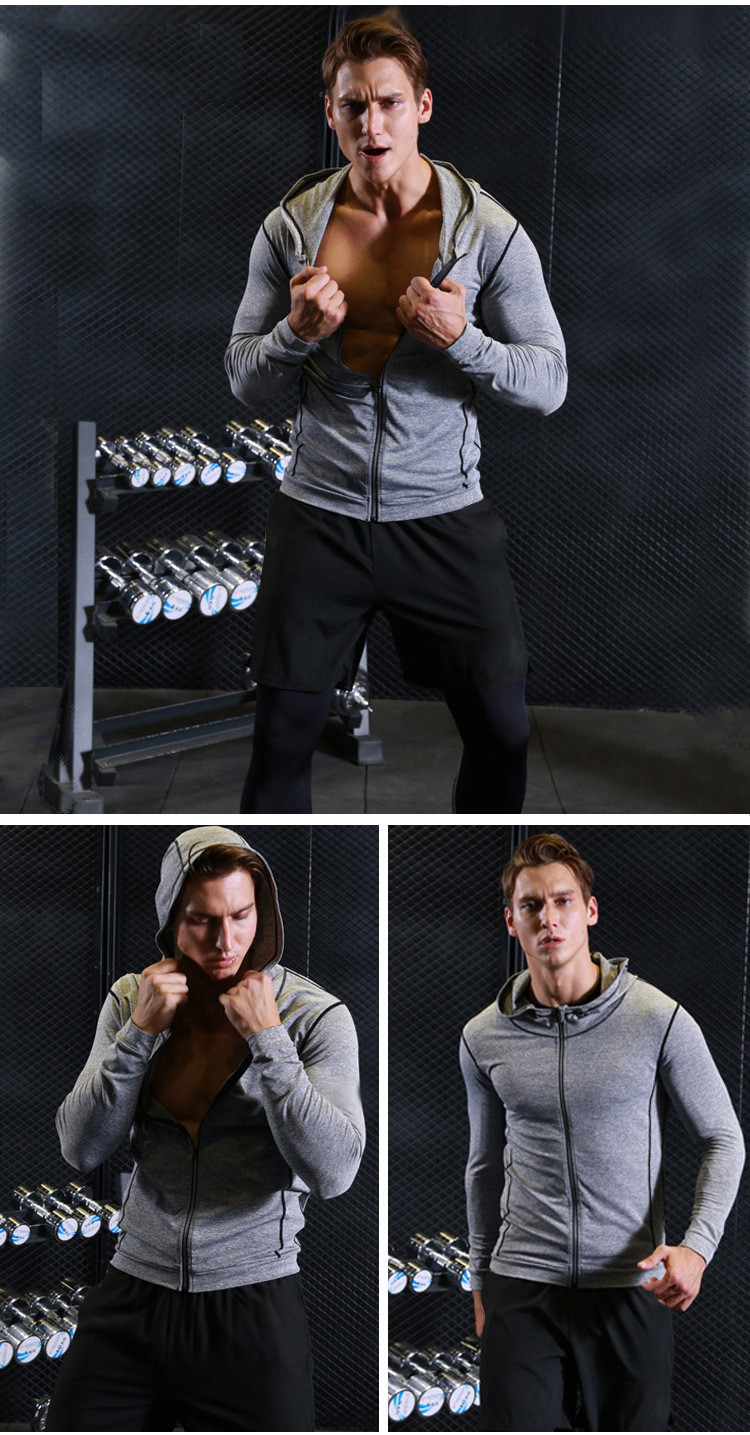 Fall Winter Men's Sports Tight Jacket Casual Hoodie - Image 2
