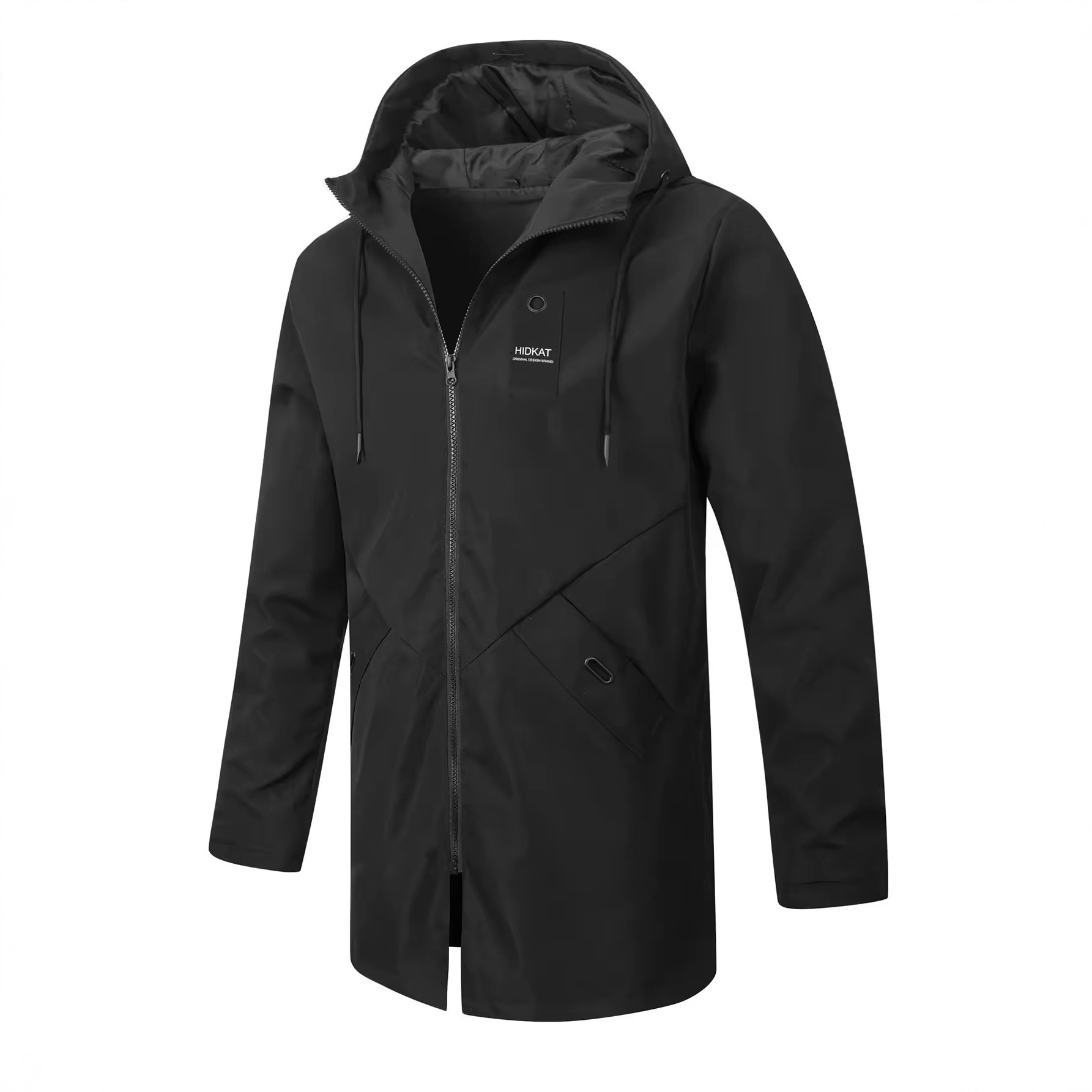Mid-length Men's Hooded Casual Workwear Shell Jacket Windproof Jacket - Image 6