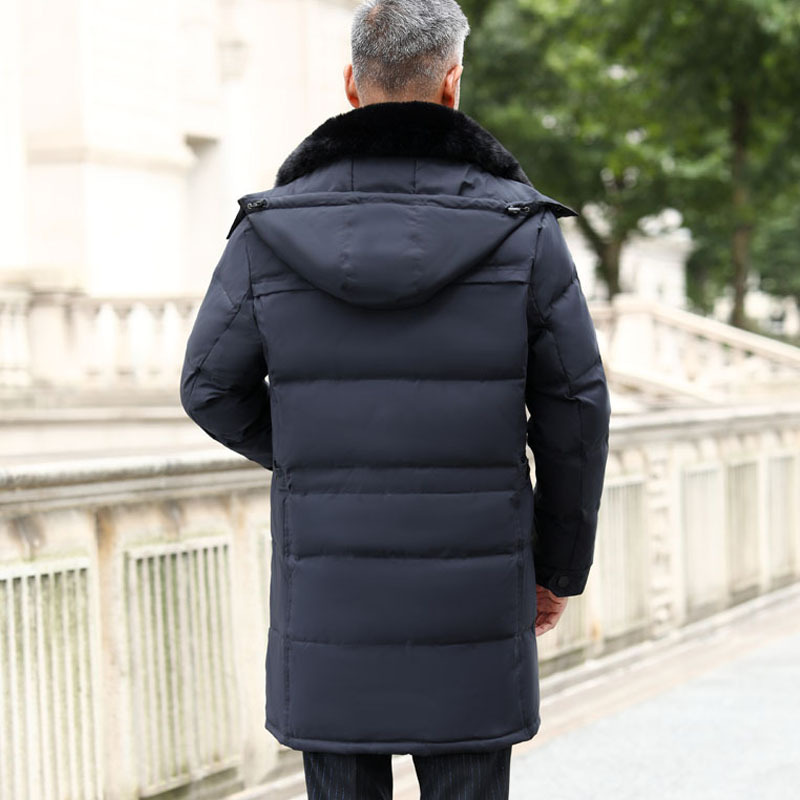 Men's mid-length fur collar down jacket - Image 2