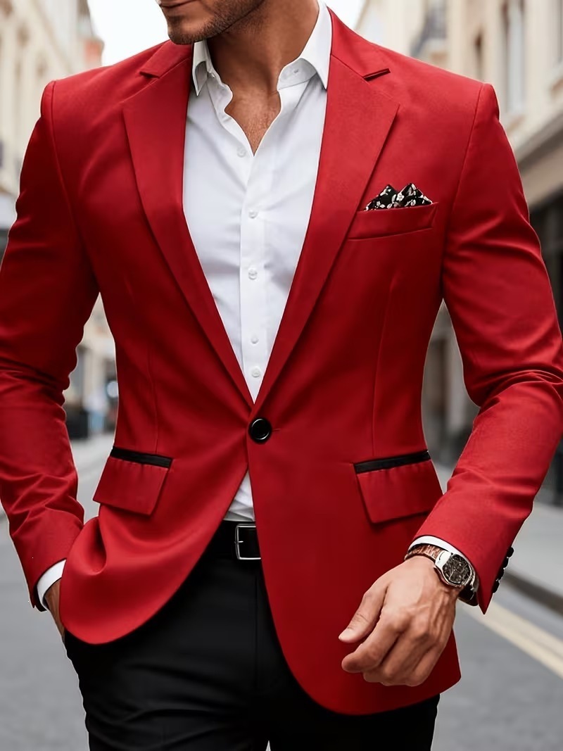 European-size Youth Business-Casual Color-Block Suit - Image 6