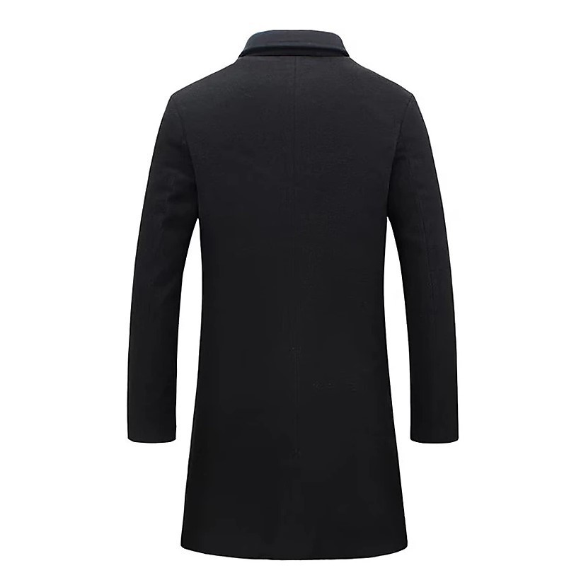 Winter Lapel Trench Coat Fashion Pocket Single Breasted Jacket Outerwear Casual Solid Color Men's Clothing - Image 5