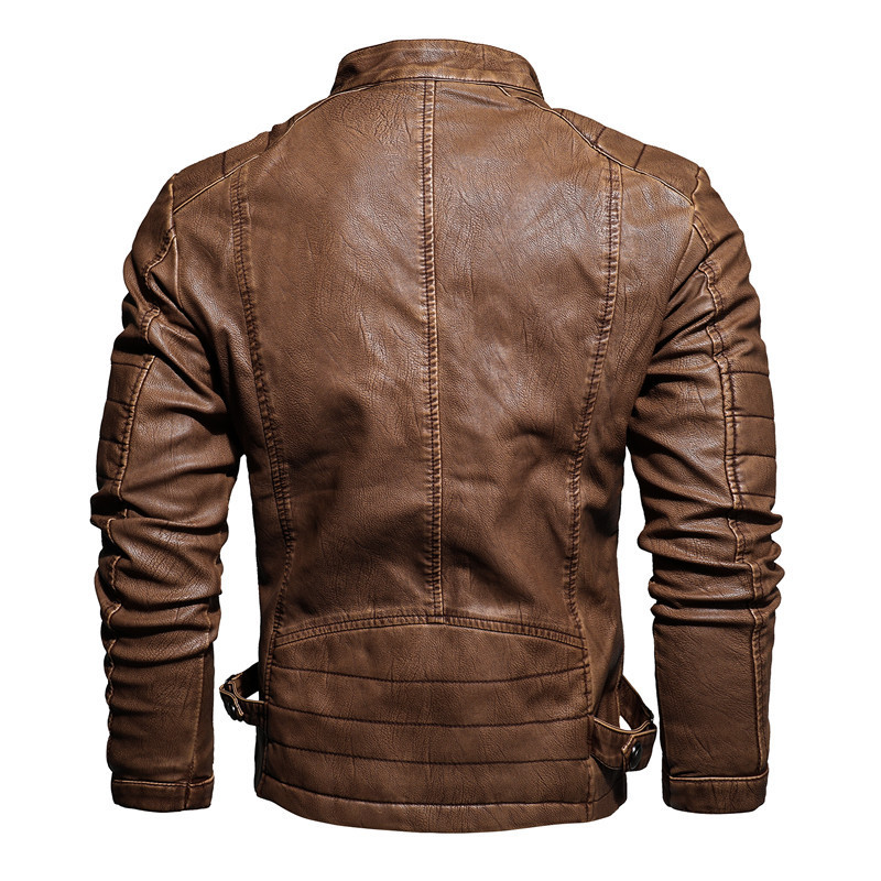Thick striped pu leather jacket - Image 4