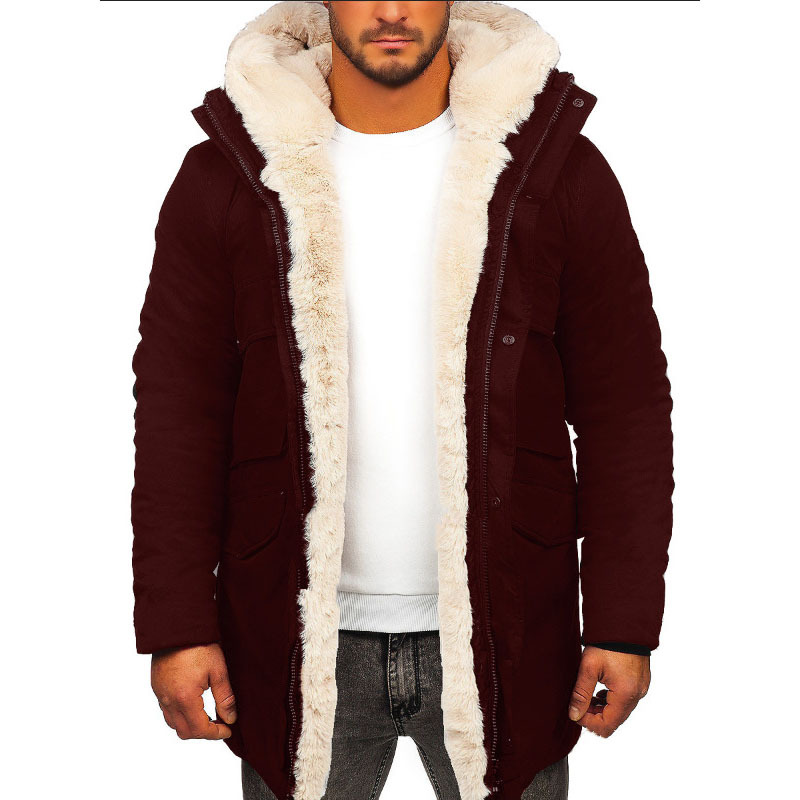 Fur Integrated Hooded Jacket Thick Warm Jacket Faux Fur Cotton-padded Coat - Image 2