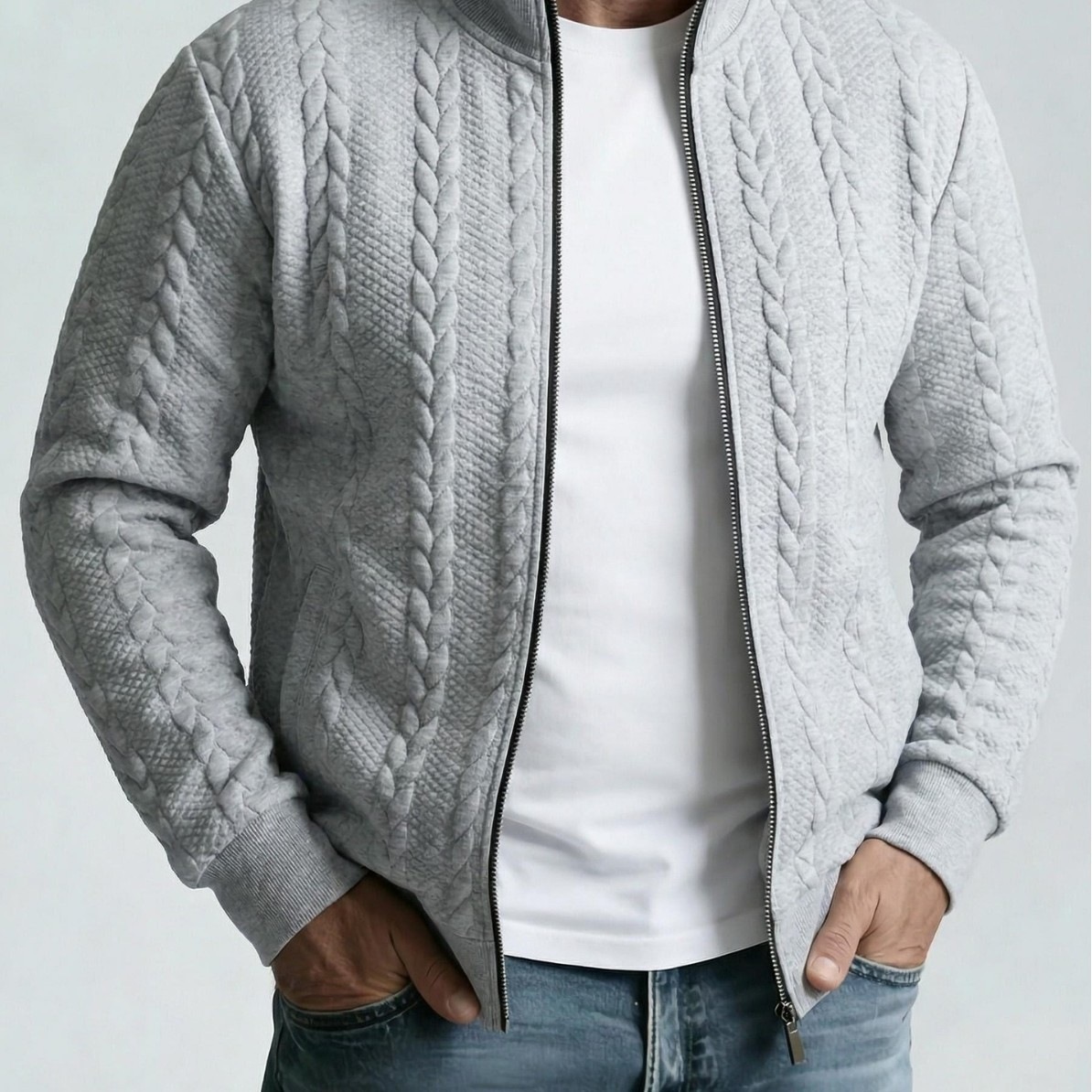 Mens Jacquard Fashionable Stand-Neck Jacket - Image 8