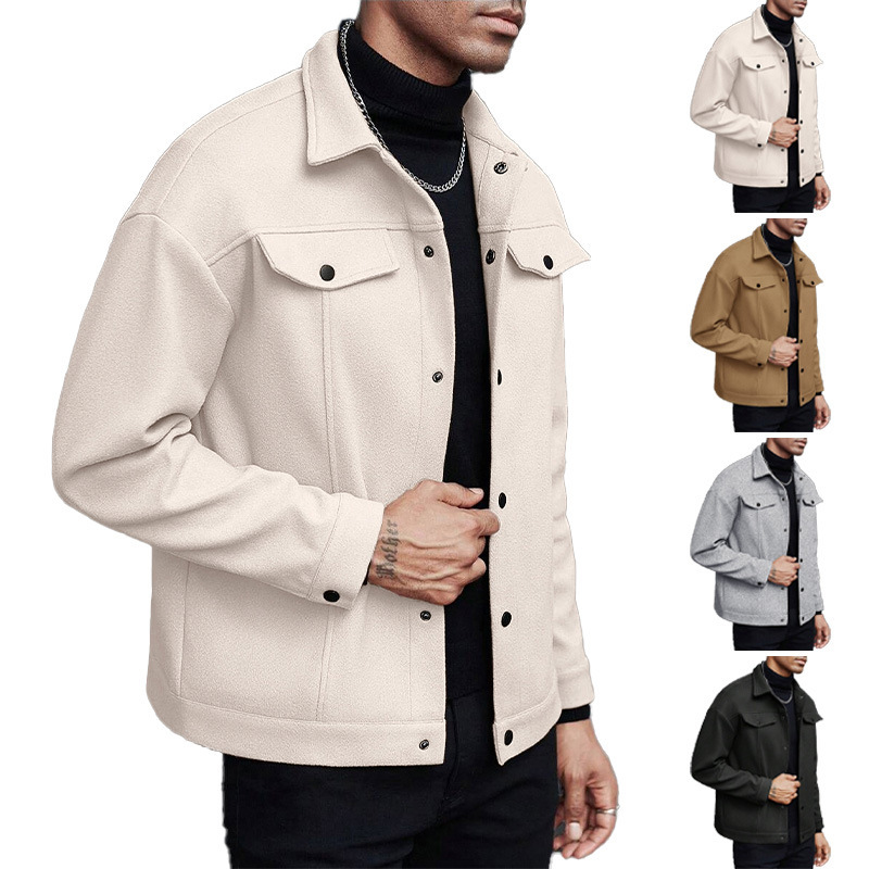 Lapel Woolen New Men's Casual Sports Jacket - Image 7