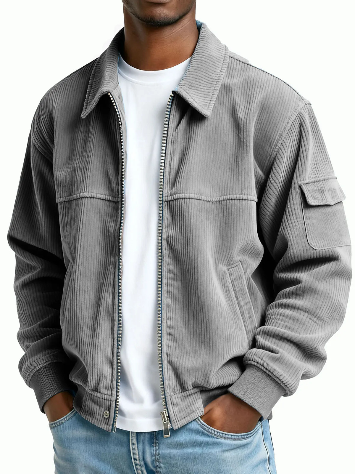New Men's Retro Corduroy Fashion Casual Long Sleeve Pocket Jacket Men - Image 7