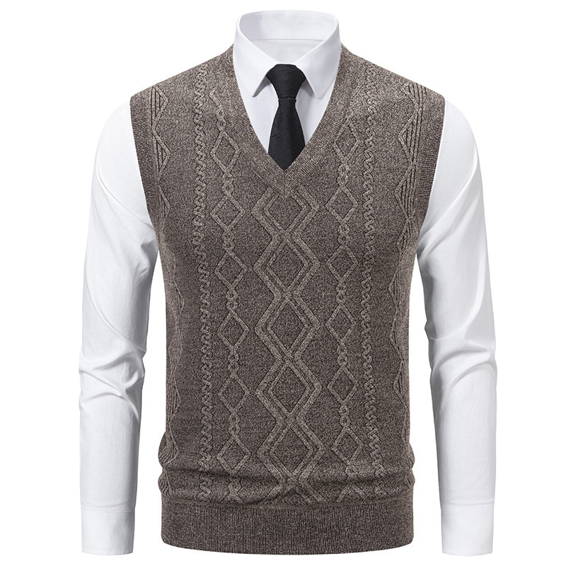Men's V-Neck Slim-Fit Jacquard Pullover Vest - Image 8