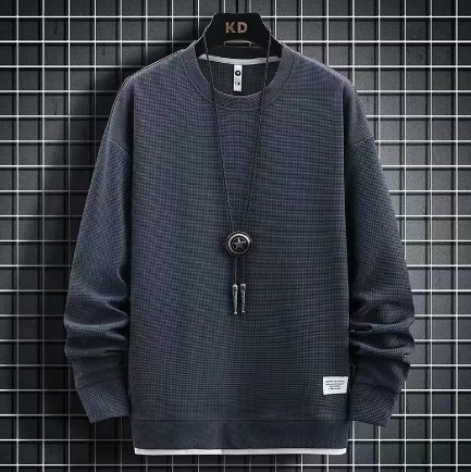 Waffle Casual Sports Round Neck Sweater - Image 2