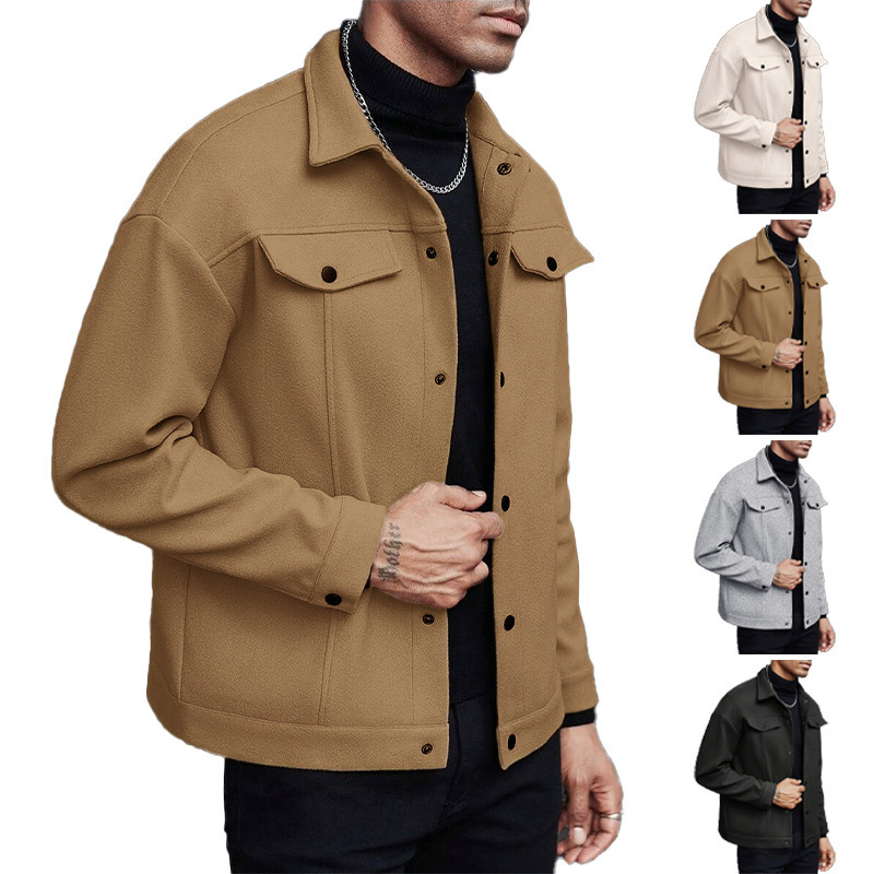 Lapel Woolen New Men's Casual Sports Jacket - Image 6