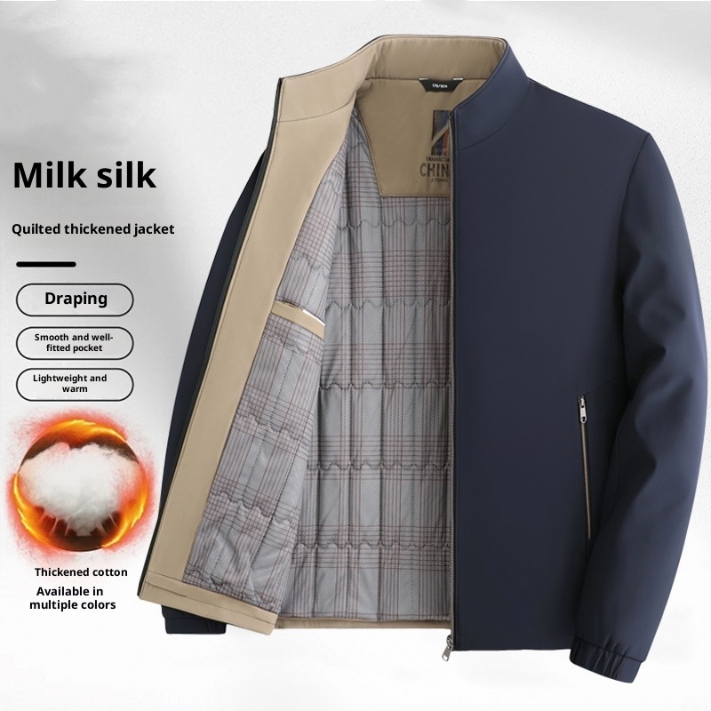 Men's Stand Collar Business Casual Middle-aged And Elderly Dad Jacket - Image 8