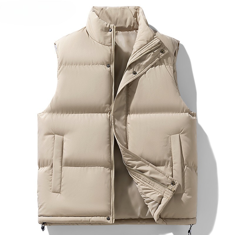 Men's Plus Size Stand Collar Sleeveless Waistcoat Warm Down Cotton Vest - Image 4
