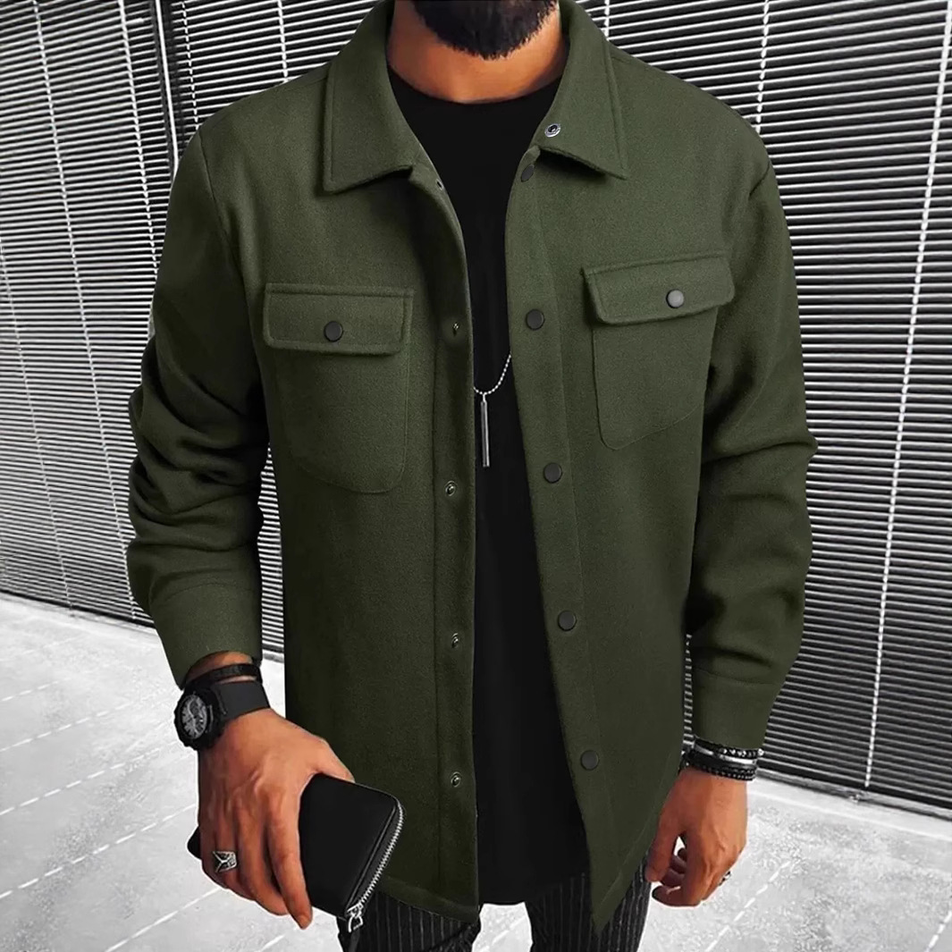 New Mens Button-front Overcoat With Flap Pockets - Image 2