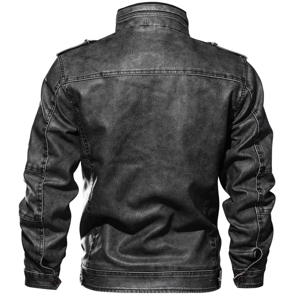 PU Leather Jacket Men's Large Size Autumn And Winter Coat - Image 3