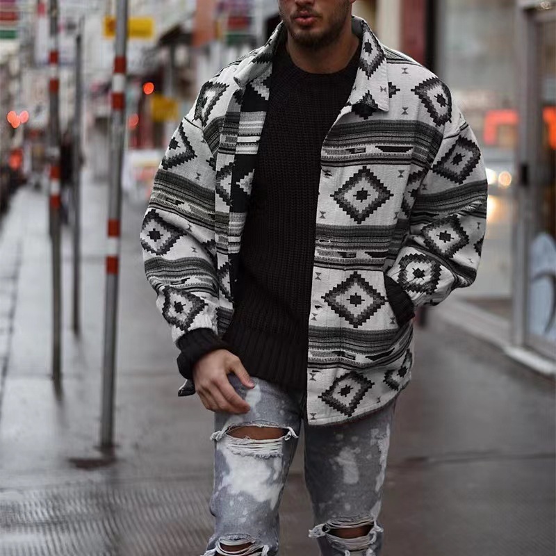 Autumn New Printed Geometric Pattern Lapel Breasted Jacket - Image 5