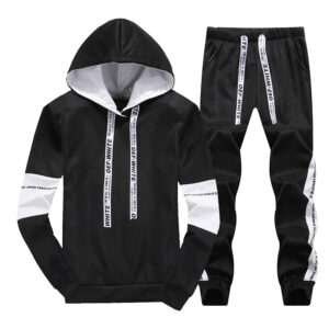 Hooded stripe letter sports suit