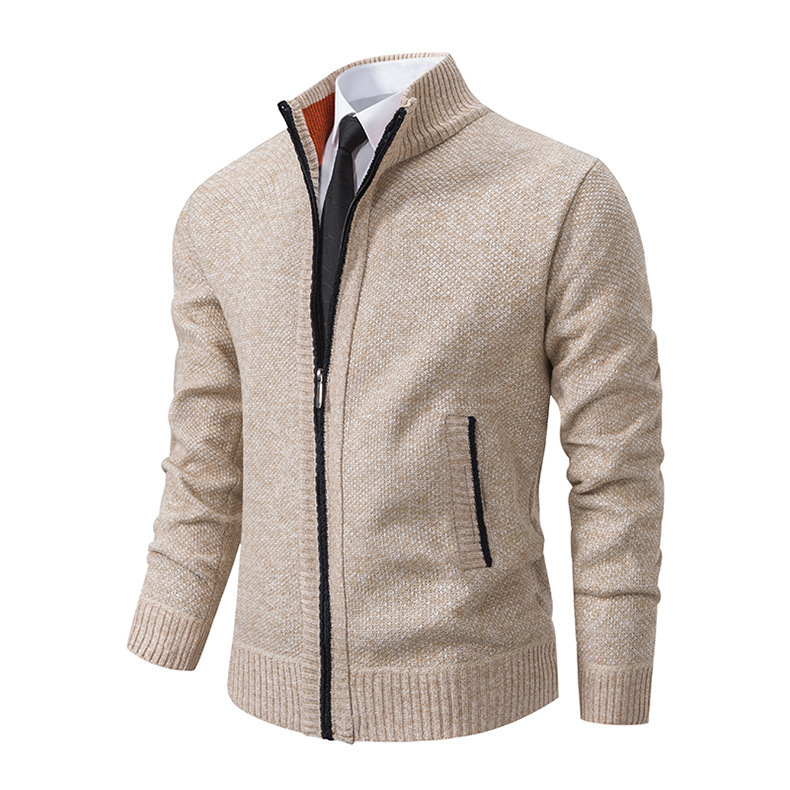 Autumn And Winter Warm Men's Casual Cardigan Stand-up Collar Sweater Coat Fashion - Image 3