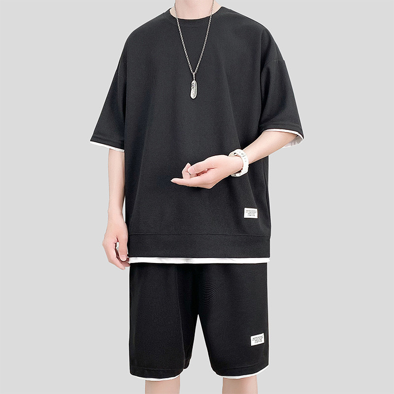 Waffle Sports Suit Men's Top And Shorts Two-piece Set - Image 4