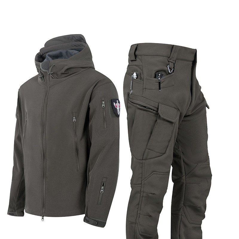 Ruins Russian Camouflage Shark Skin Shell Jacket Suit Fleece-lined Waterproof Tactical Suit - Image 4