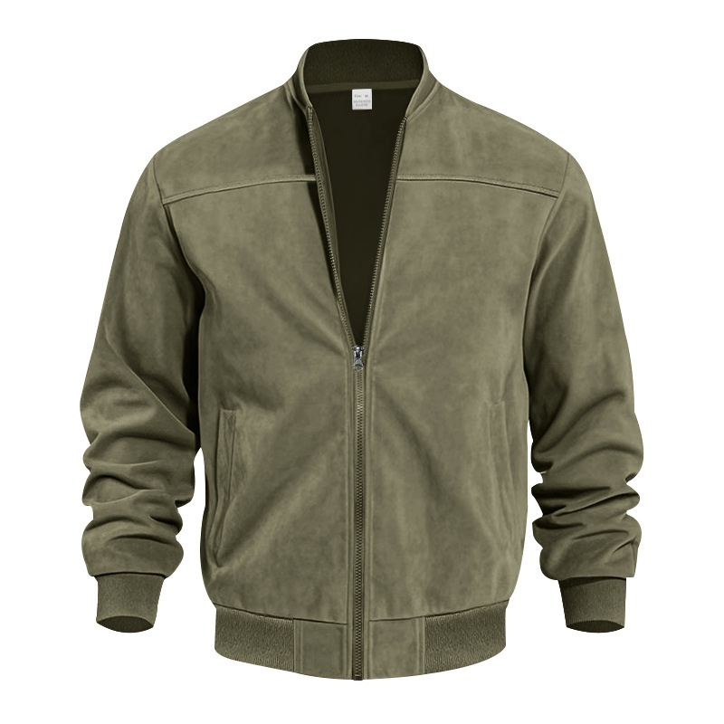 Men's Casual Plus Size Suede Zipper Men's Jacket - Image 2