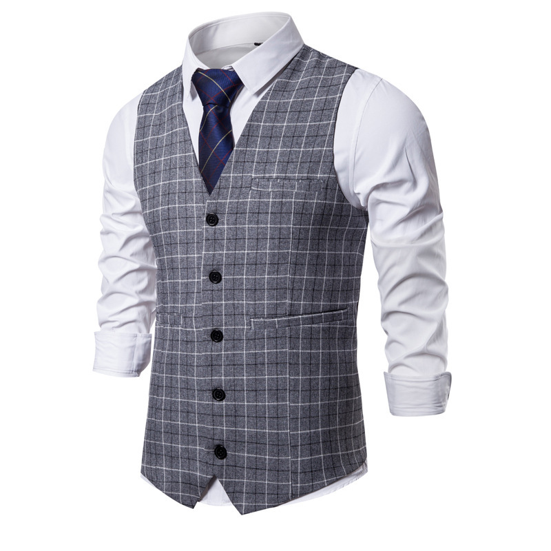 Men's Slim Fit Checkered Button Vest - Image 9