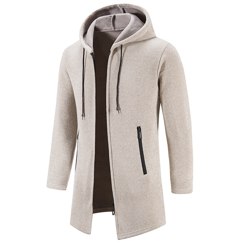 Men's Solid Color Casual Hooded Sweater Zipper Cardigan - Image 5