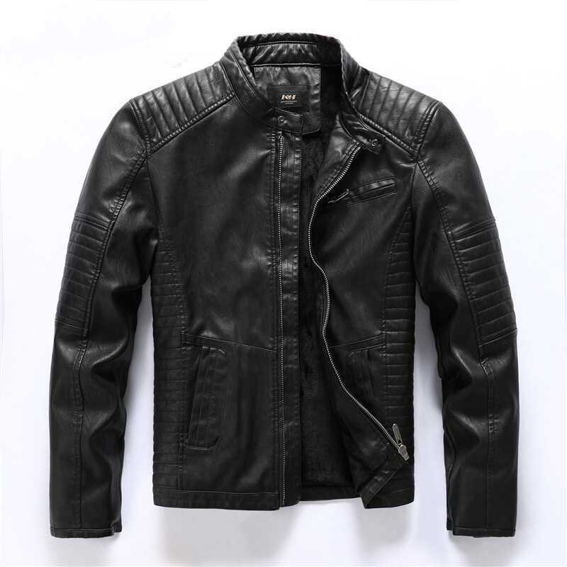 New Men's Motorcycle And Velvet Leather Jacket - Image 4