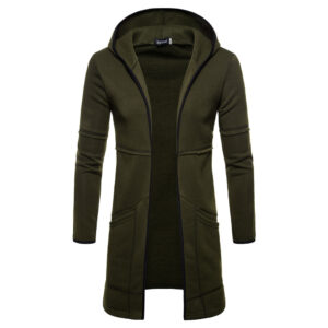 Men's High Street Mid-length Large Pocket Hooded Cardigan
