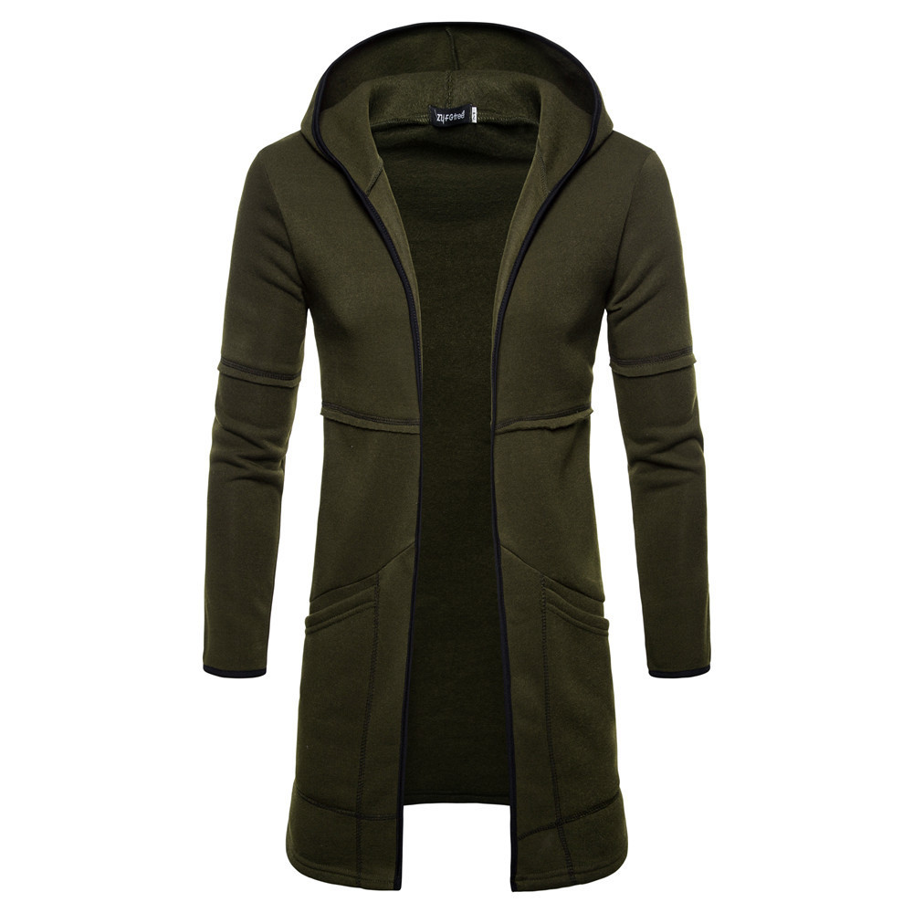 Men's High Street Mid-length Large Pocket Hooded Cardigan