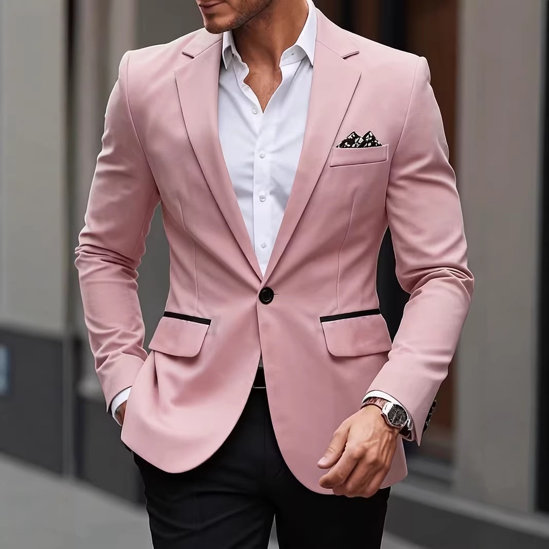 European-size Youth Business-Casual Color-Block Suit - Image 4