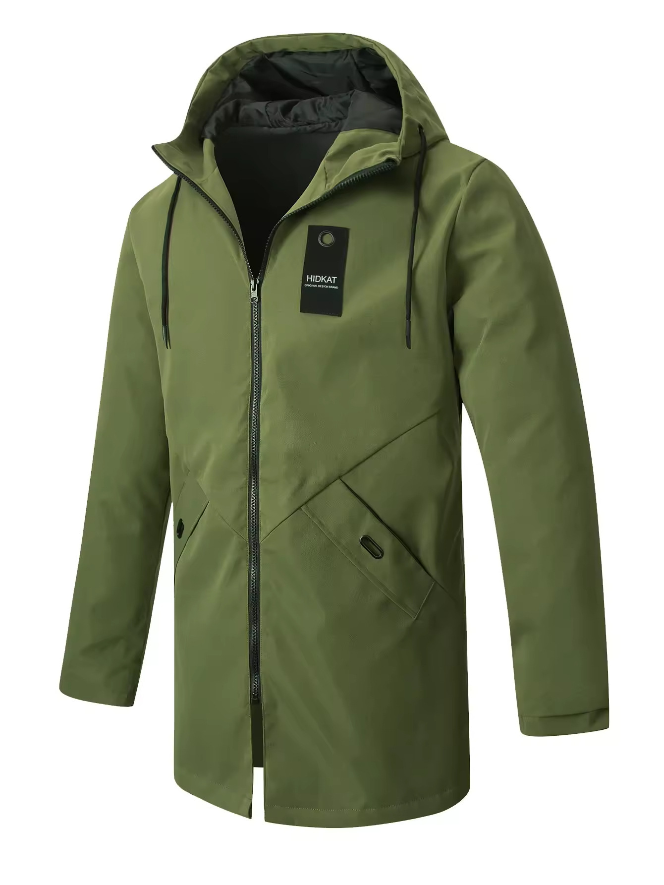 Mid-length Men's Hooded Casual Workwear Shell Jacket Windproof Jacket - Image 3