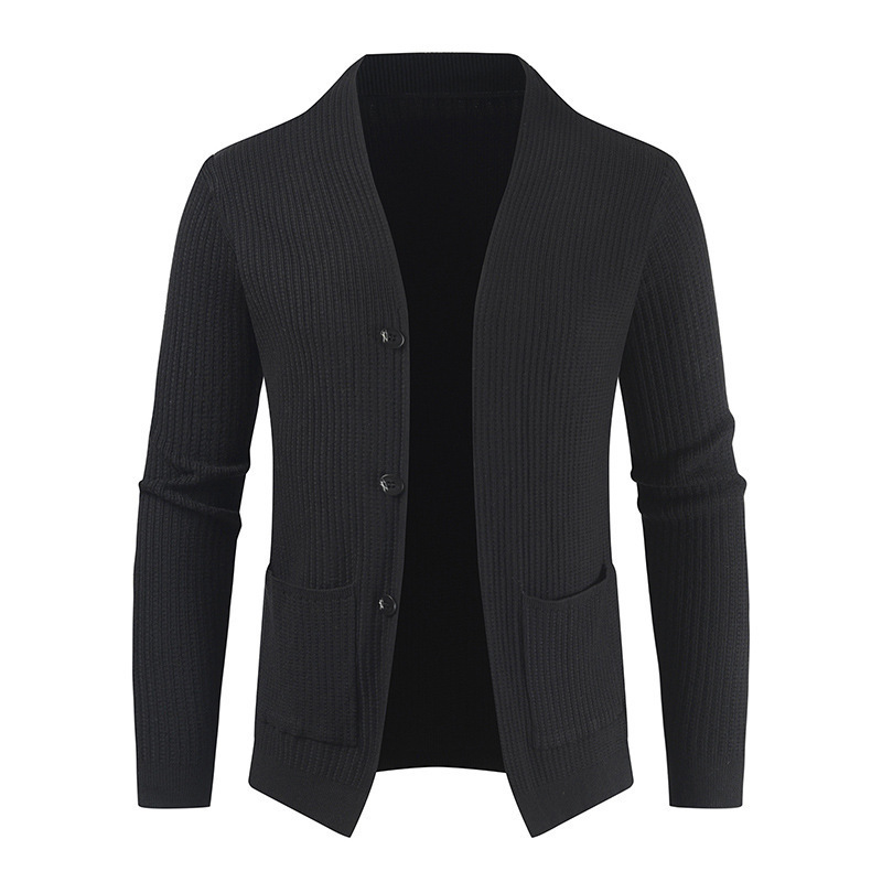 Men's Cardigan Jacket Long Sleeved Single Breasted Casual Sweater - Image 3