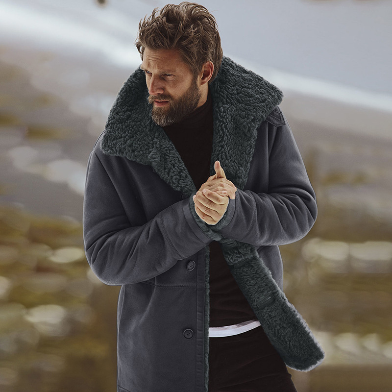 Warm mid-length men's coat - Image 3