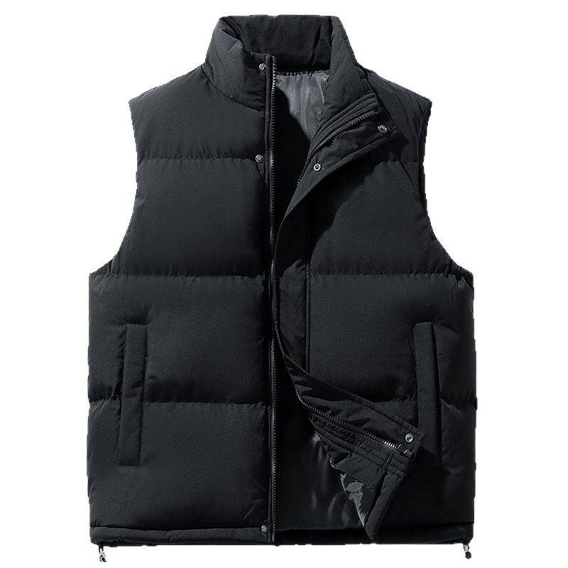 Men's Plus Size Stand Collar Sleeveless Waistcoat Warm Down Cotton Vest - Image 2