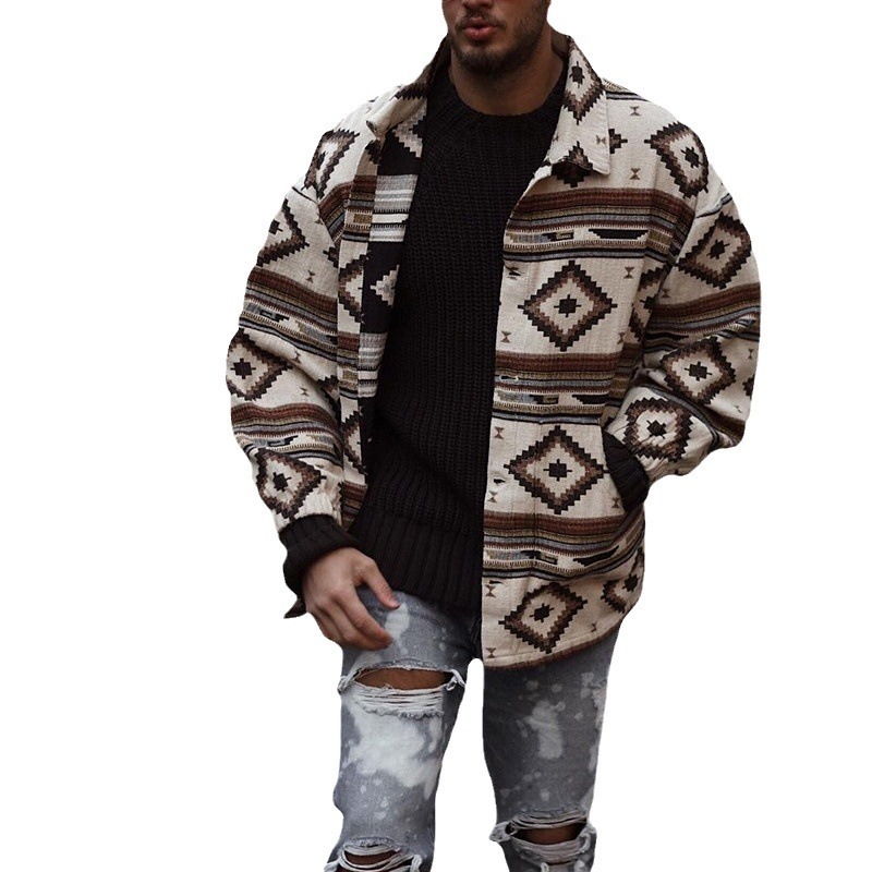 Autumn New Printed Geometric Pattern Lapel Breasted Jacket - Image 2