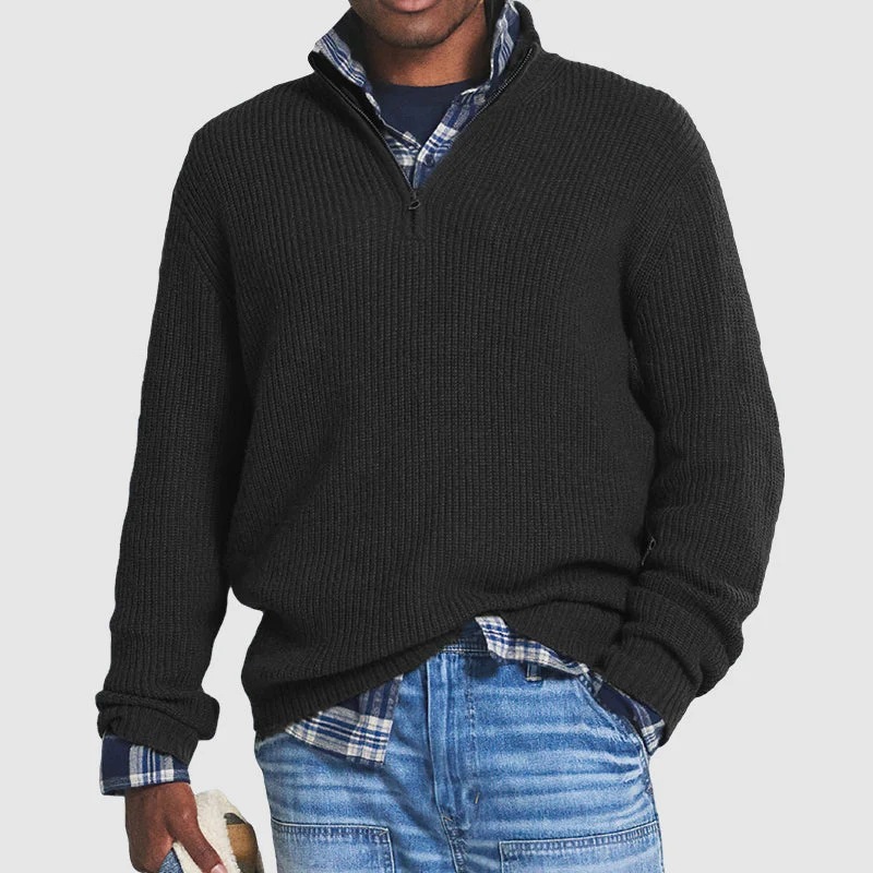 Foreign Trade Men's Business Casual Loose Zip Stand Collar Sweater - Image 10