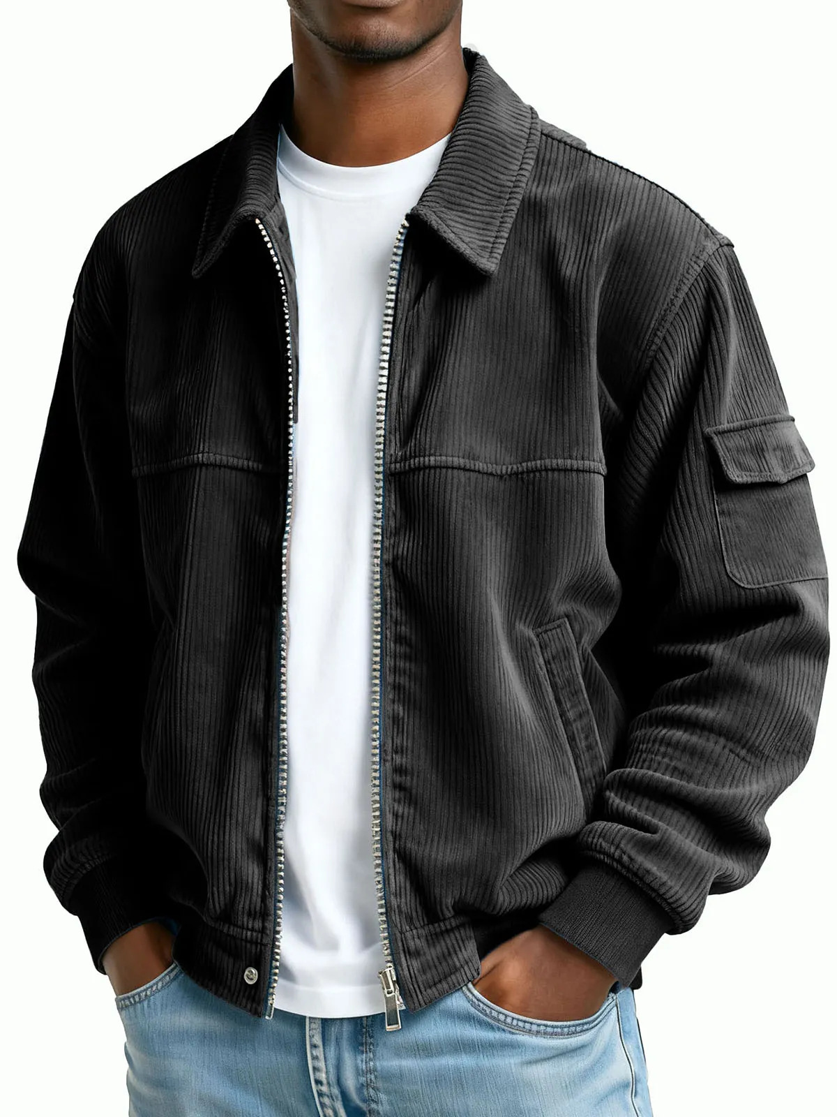 New Men's Retro Corduroy Fashion Casual Long Sleeve Pocket Jacket Men - Image 2