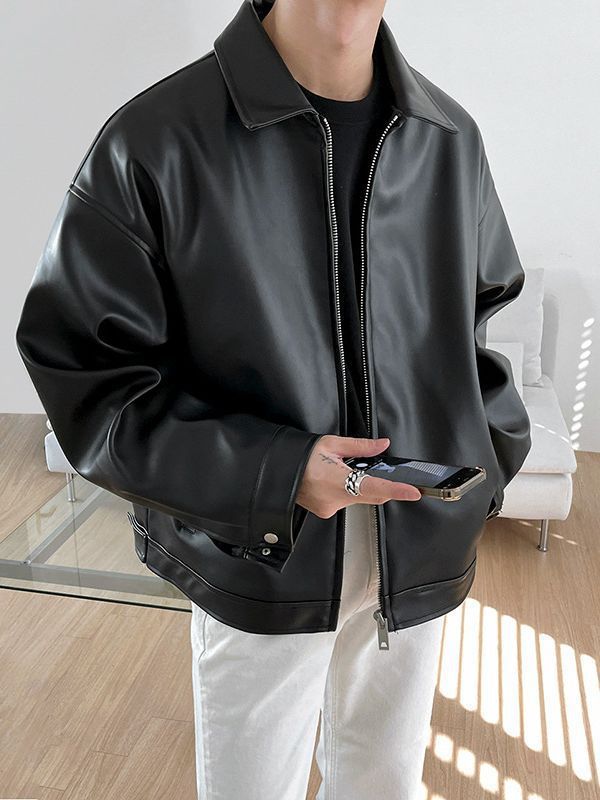 Men's Korean Leather Casual Baseball Jacket - Image 6