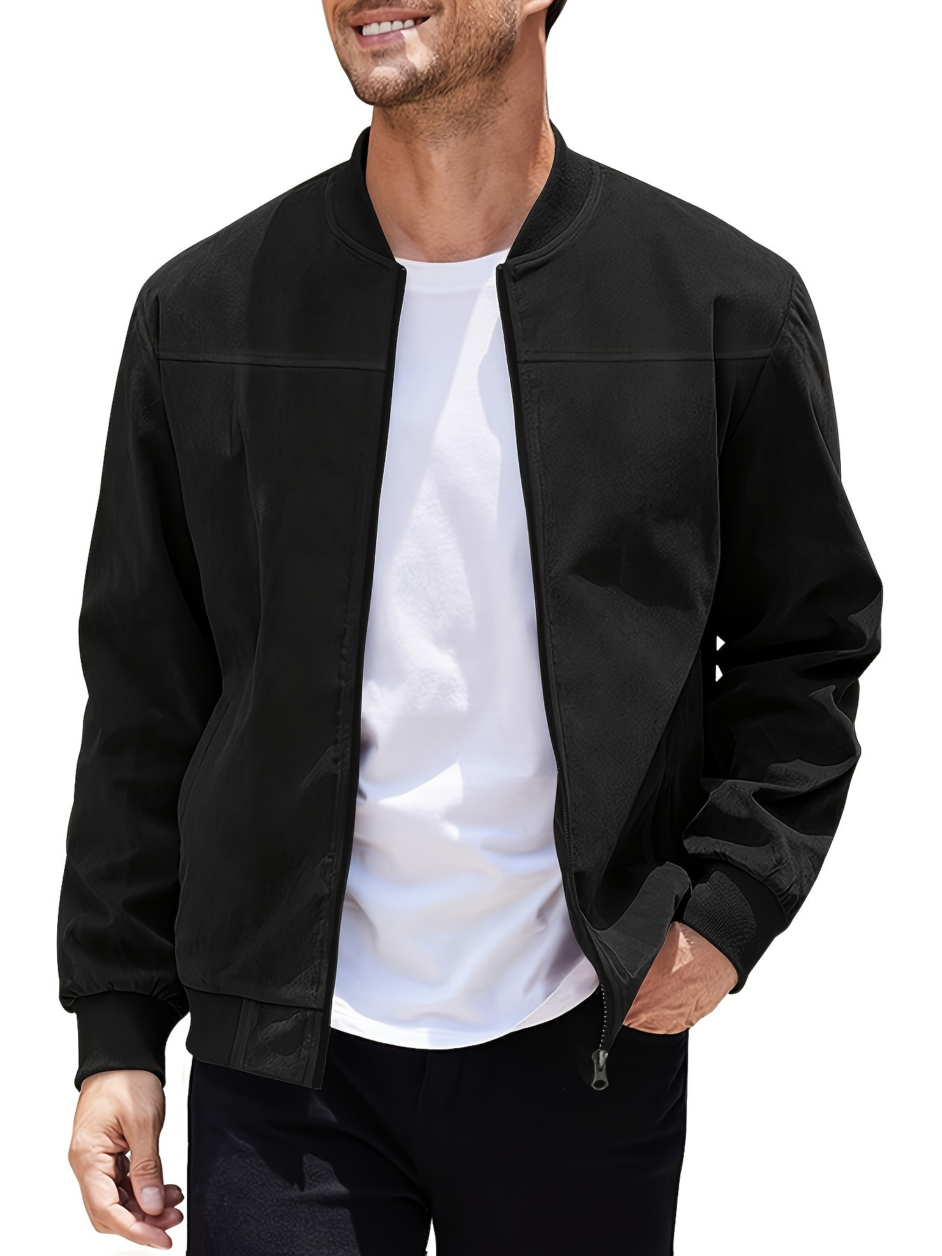 Men's Casual Plus Size Suede Zipper Men's Jacket - Image 5