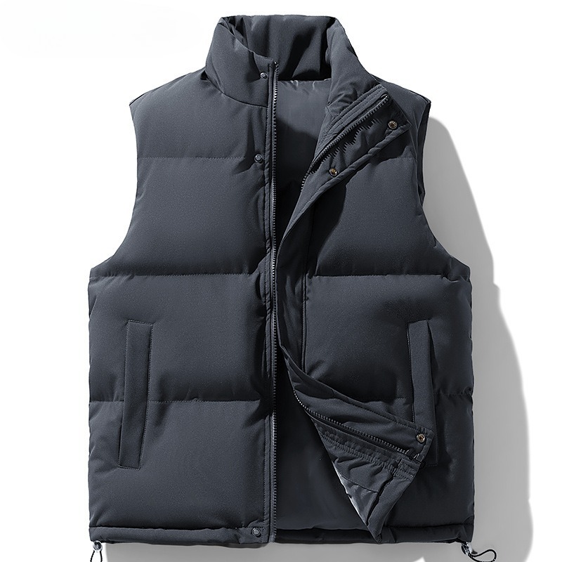Men's Plus Size Stand Collar Sleeveless Waistcoat Warm Down Cotton Vest - Image 5