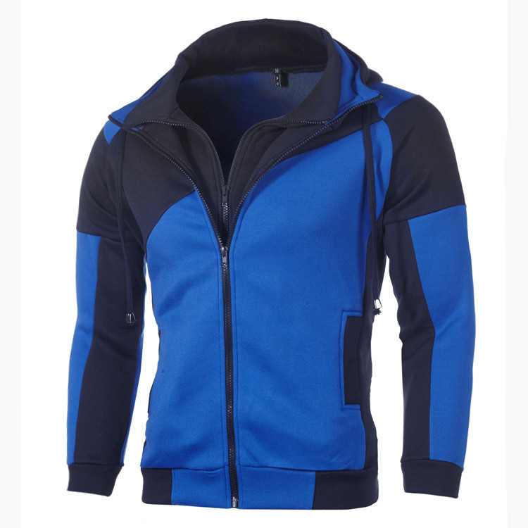 New Double Zipper Hoodie Men's Hoodie Stitched Zipper Jacket - Image 2