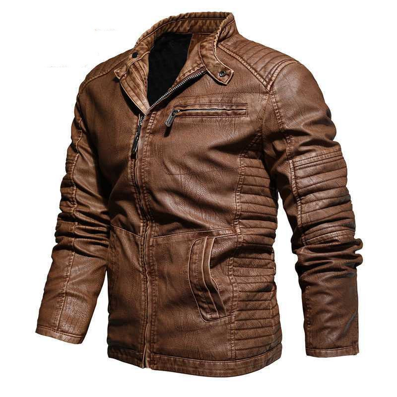 New Men's Motorcycle And Velvet Leather Jacket - Image 5