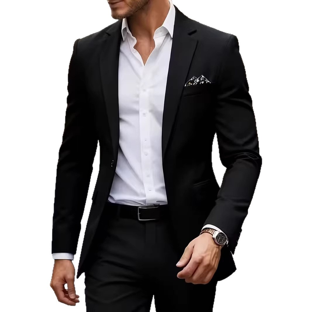 European-size Youth Business-Casual Color-Block Suit - Image 7