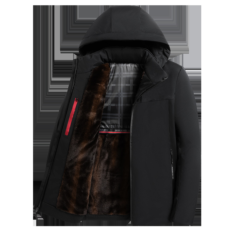 Dad Cotton Men Velvet Padded Thickened Coat - Image 3