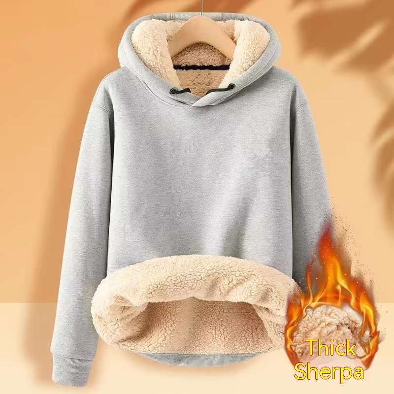 Men's Fleece Hoodie Winter Lined Padded Warm Keeping Loose Hooded Sweater - Image 5