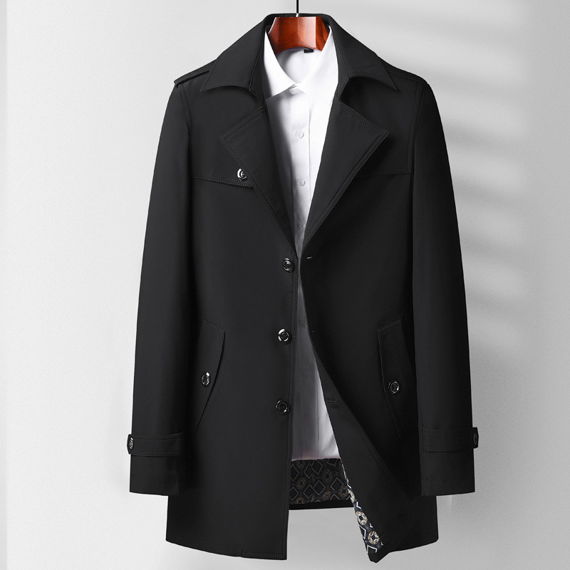 Mid-length Lapel Casual Fashionable Versatile Trench Coat For Young And Middle-aged - Image 3